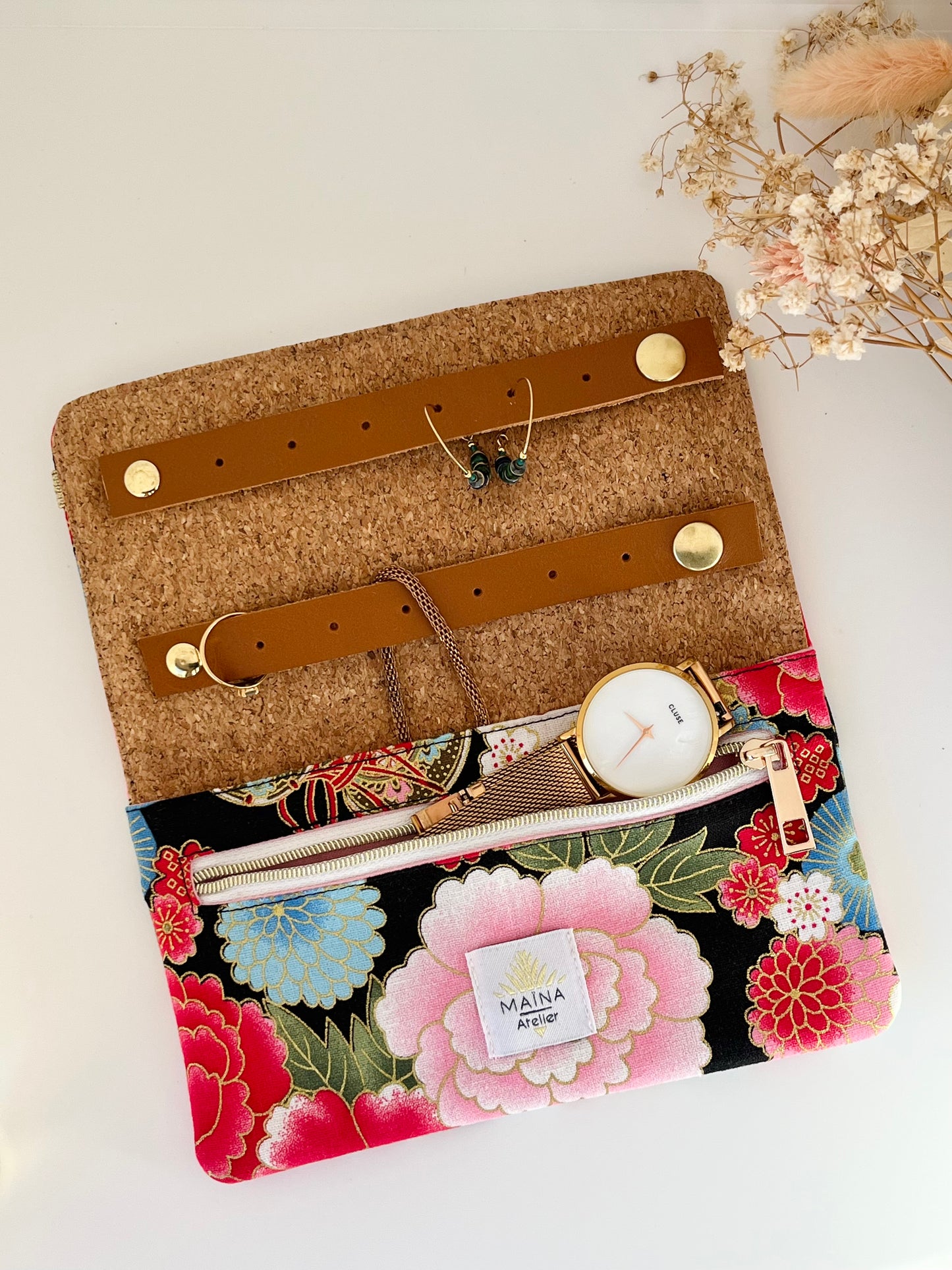 Pochette à bijoux de voyage Camélias