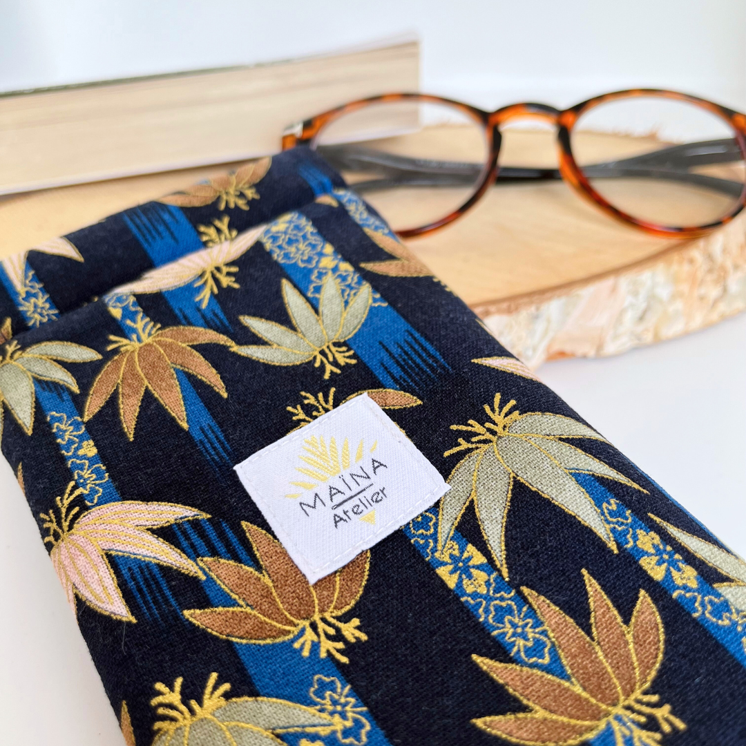 Étui à lunettes Lotus bleu