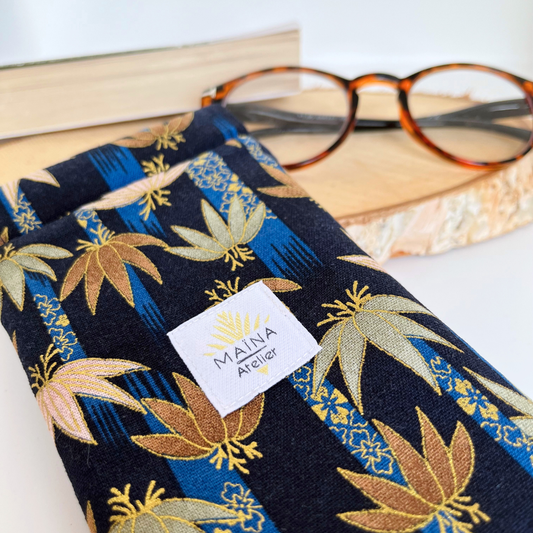 Étui à lunettes Lotus bleu