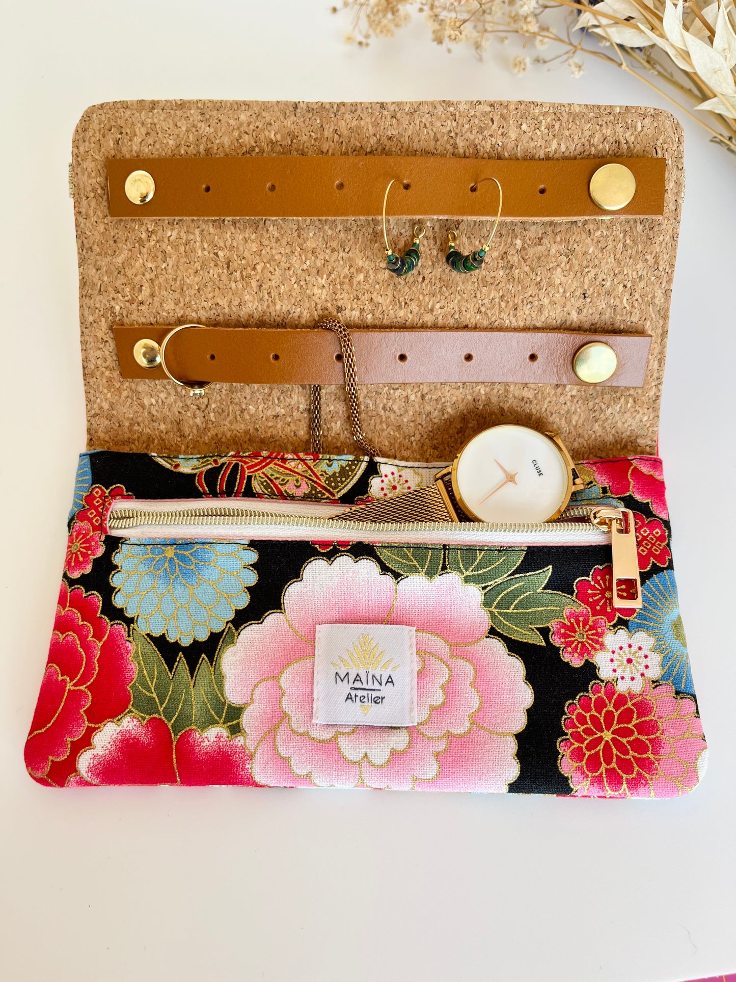 Pochette à bijoux de voyage Camélias